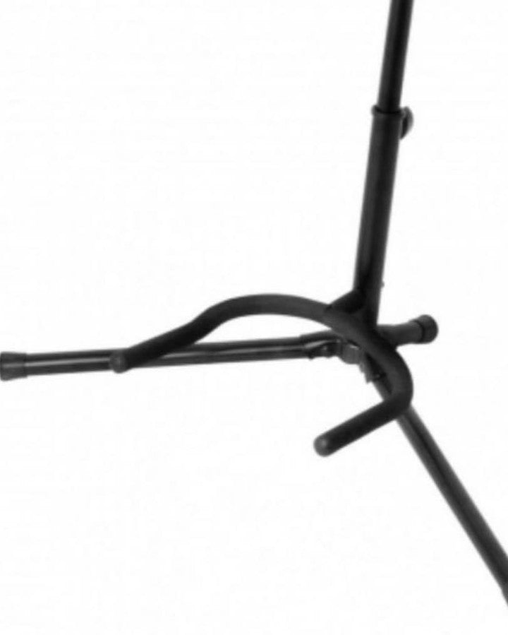Metal guitar stand with neck support lock