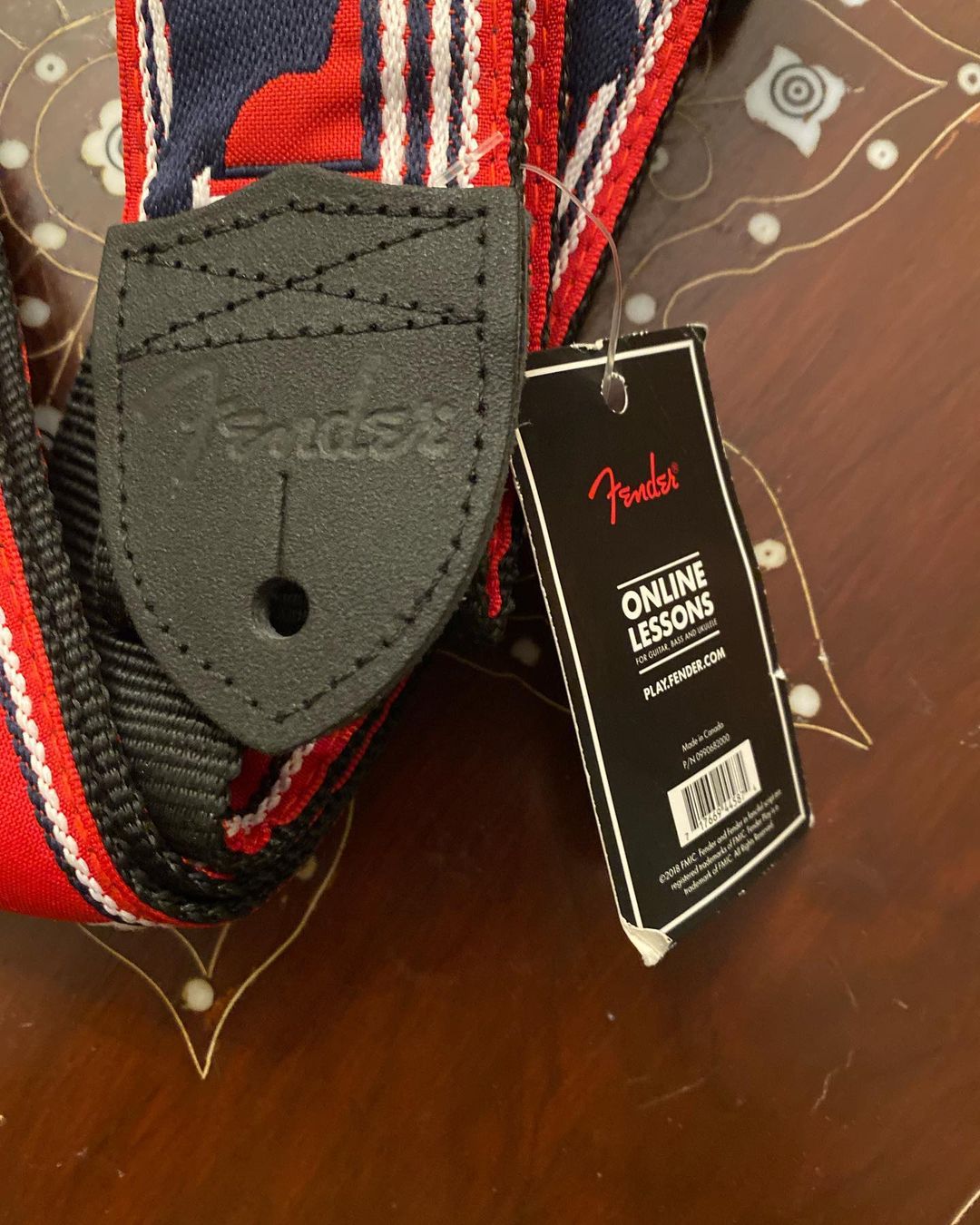 Fender Authentic 2" Monogrammed Electric Guitar Strap, Red/White/Blue