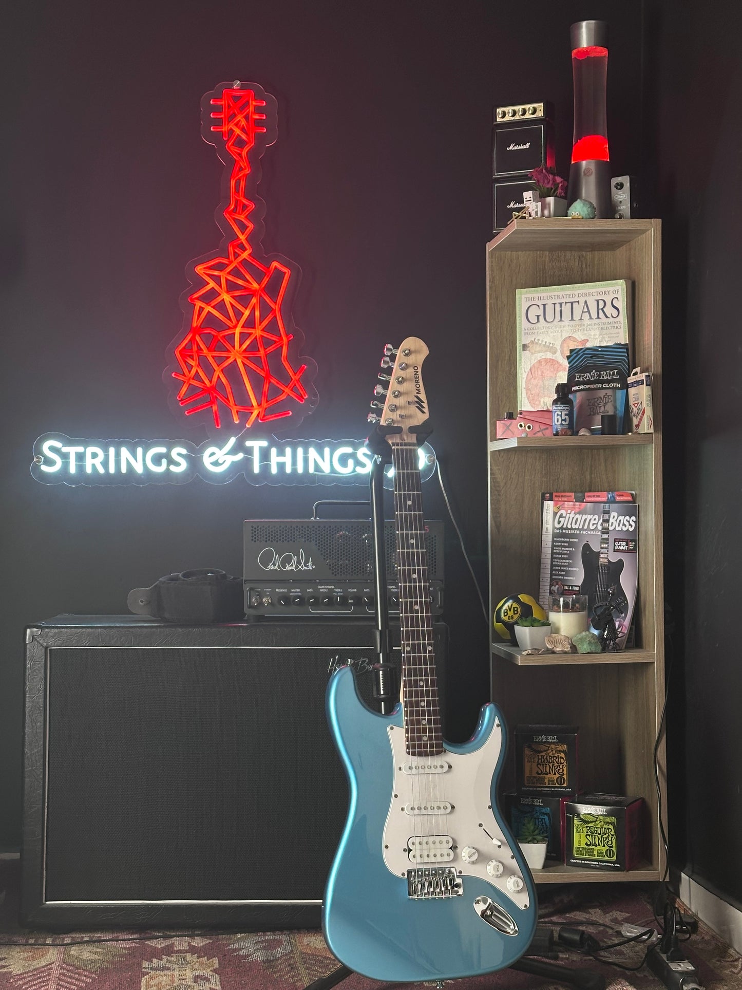 Moreno ST-100 HSS Metallic Sky Blue Electric Guitar + free bag, strap