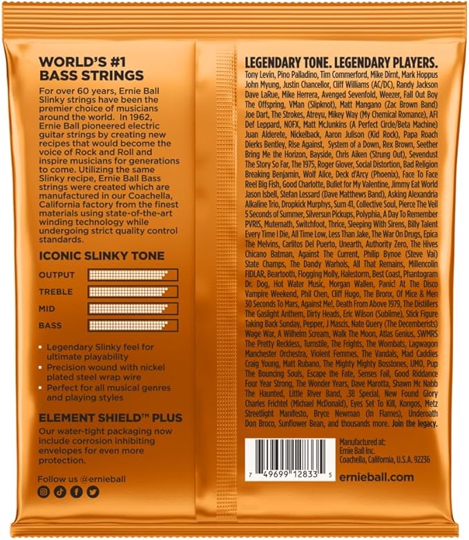 Ernie Ball Hybrid Slinky Nickel Wound Electric Bass Strings (45-105)