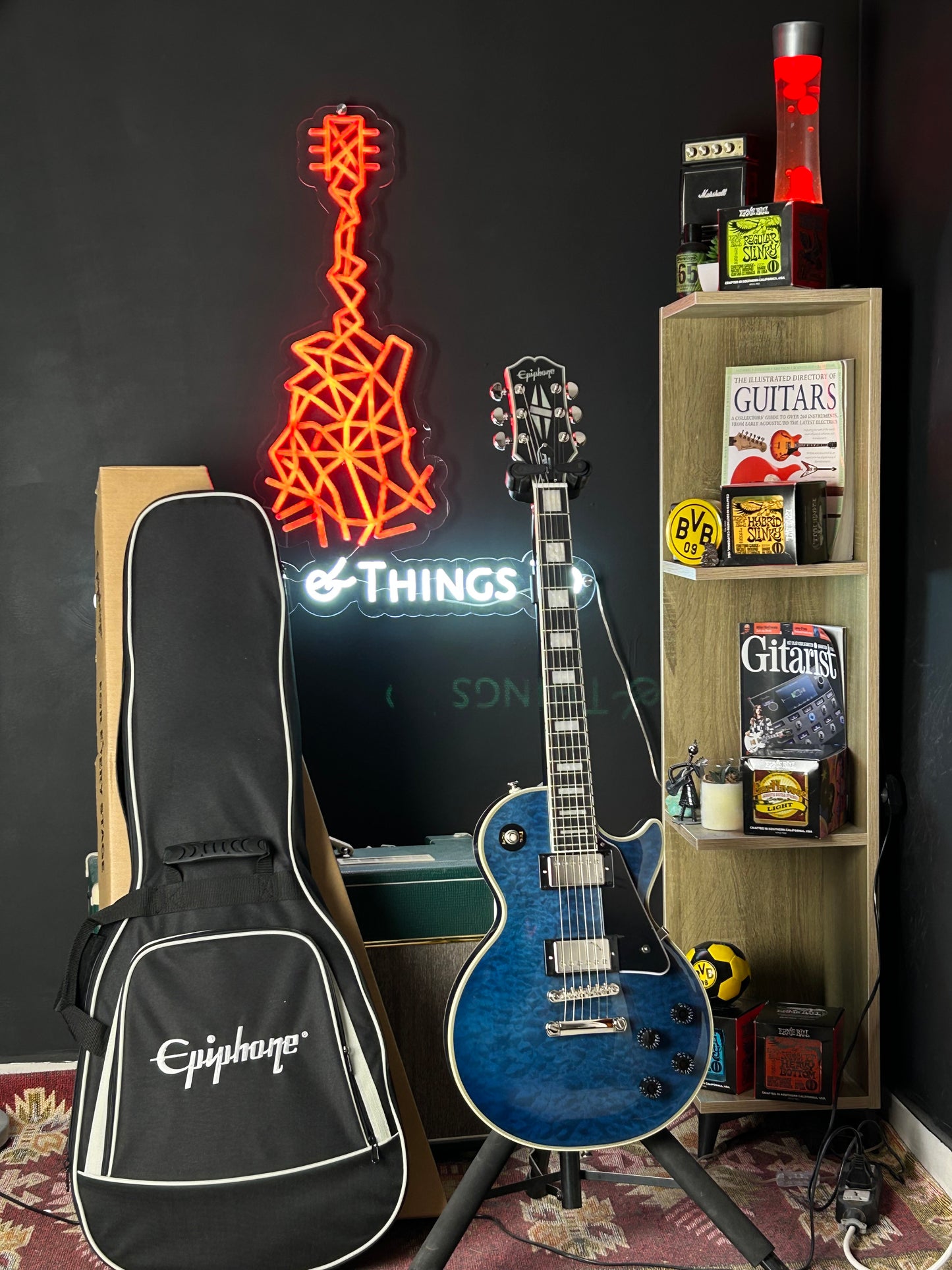 * Brand New * Epiphone Les Paul Custom Limited Edition Viper Blue Electric Guitar