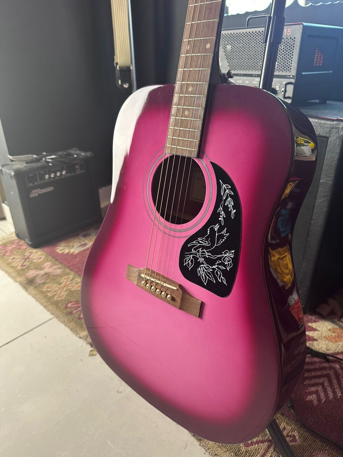 * Brand New * Epiphone Starling Acoustic Guitar Hot Pink Pearl