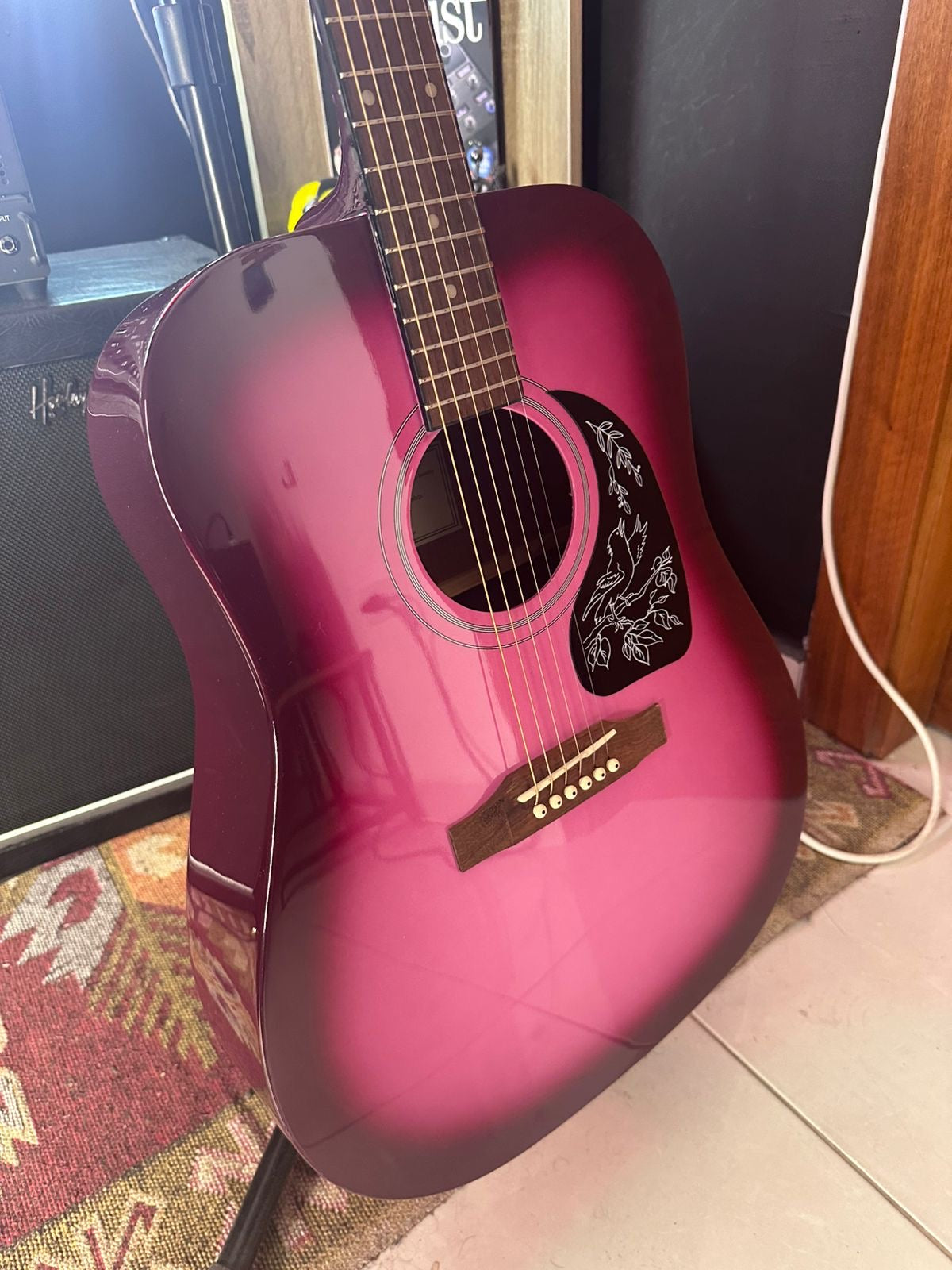 * Brand New * Epiphone Starling Acoustic Guitar Hot Pink Pearl