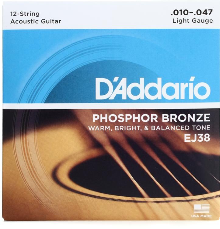 D’Addario Phosphor bronze EJ38® 12 String Acoustic Guitar Strings