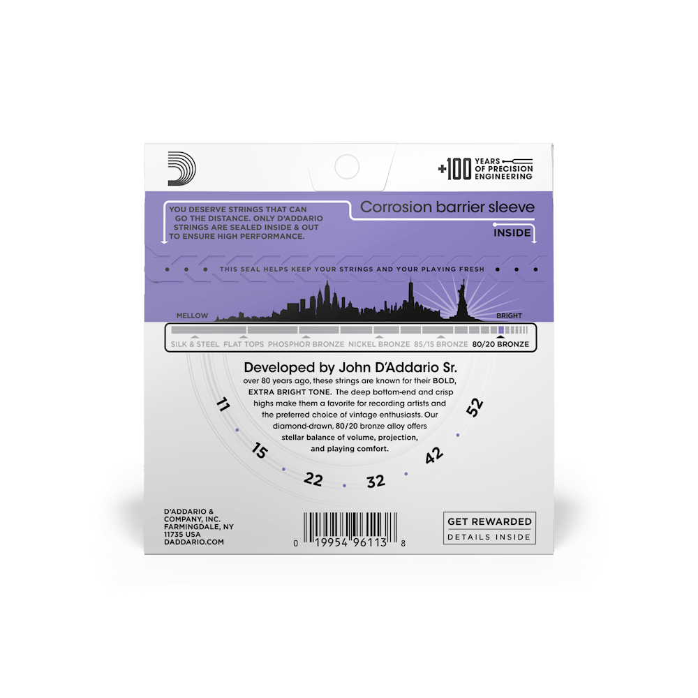 D'addario Custom Light Acoustic Guitar Strings EJ13 (11 - 52)