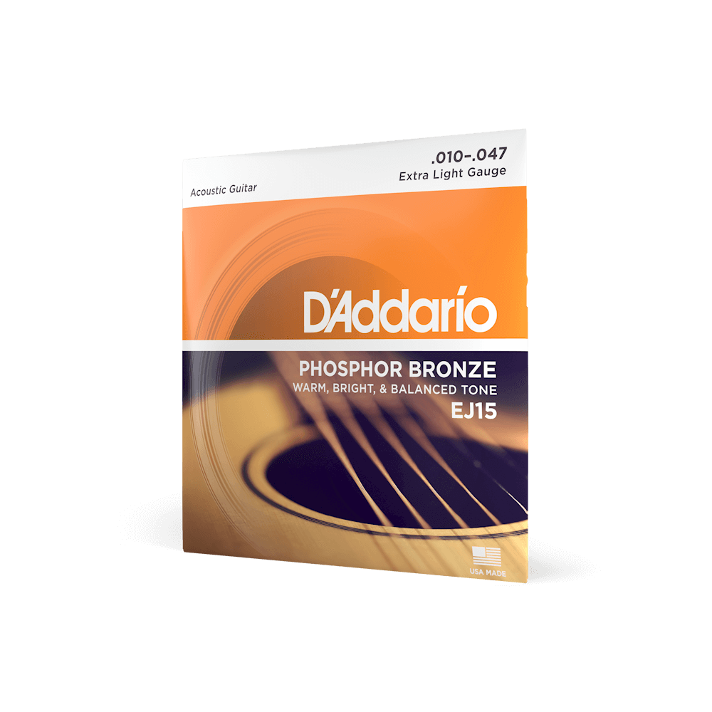 D'addario Phosphorus Bronze Extra Light Acoustic Guitar Strings EJ15 (10-47)