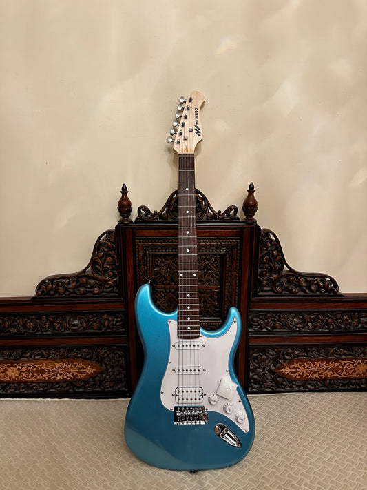 * Brand New * Moreno ST-100 HSS Metallic Sky Blue Electric Guitar + free bag and cable
