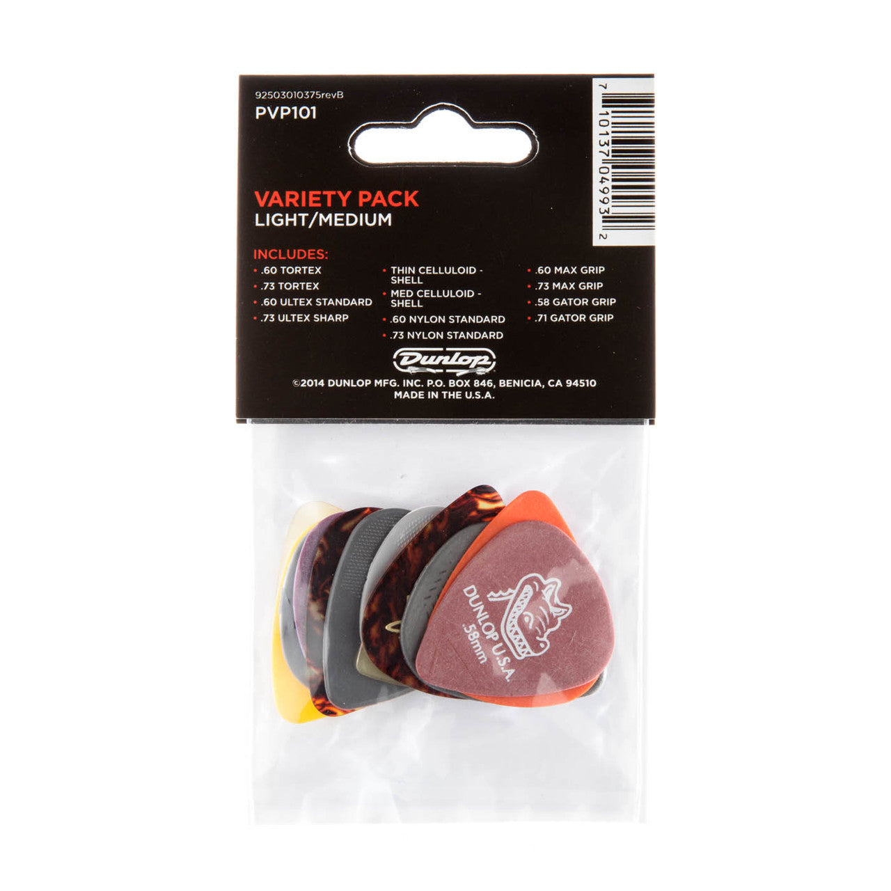 Dunlop Variety pack LT/MED gauge 12 picks pack