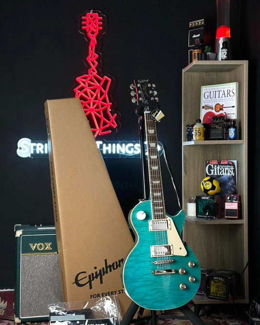 * Brand New * Epiphone Les Paul™ Standard Translucent Blue ‘60s Quilt Top Limited-Edition Electric Guitar