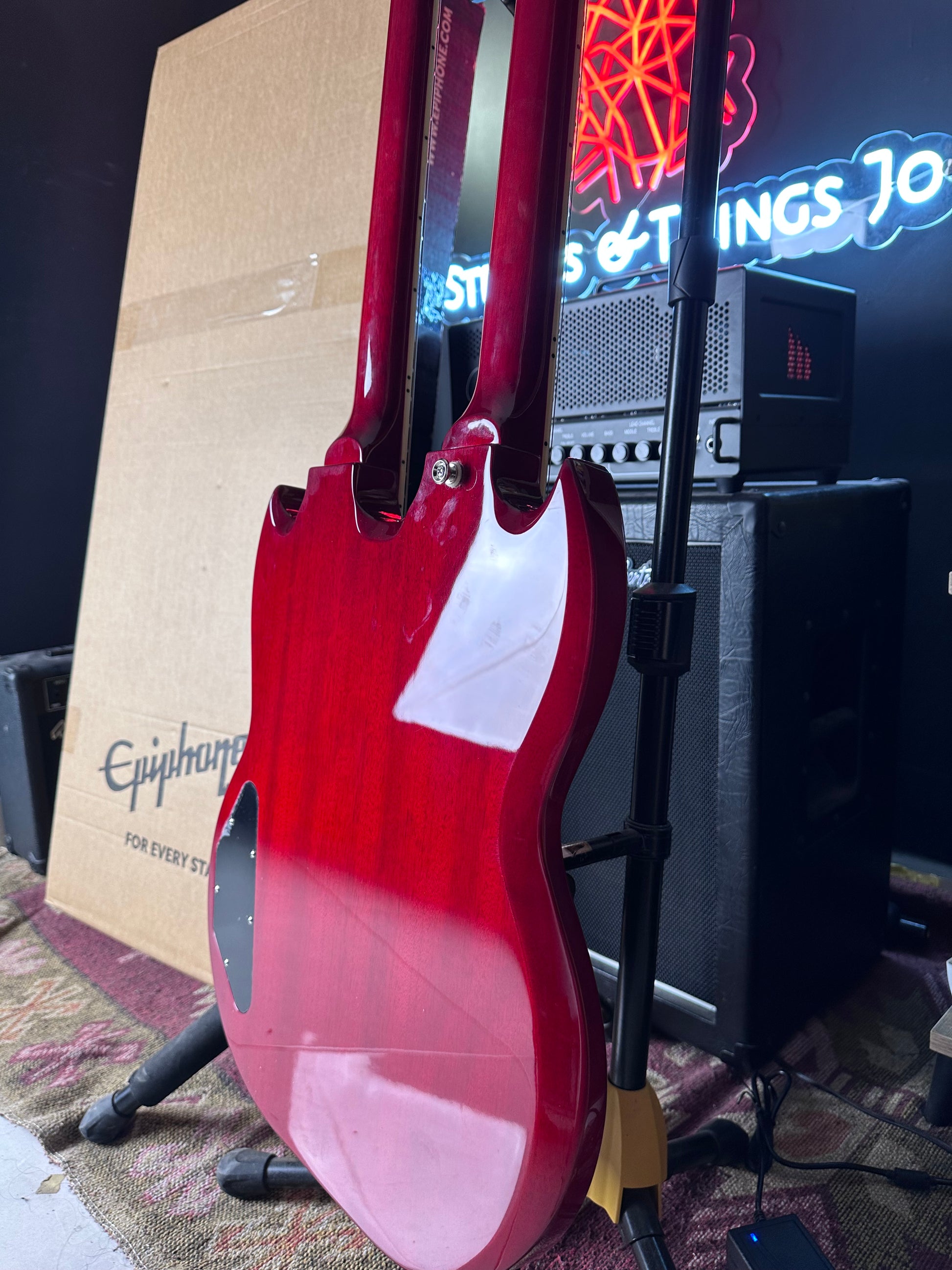 * Brand New * Epiphone Limited Edition G-1275 Double Neck SG Cherry * Brand New * Epiphone Limited Edition G-1275 Double Neck SG Cherry