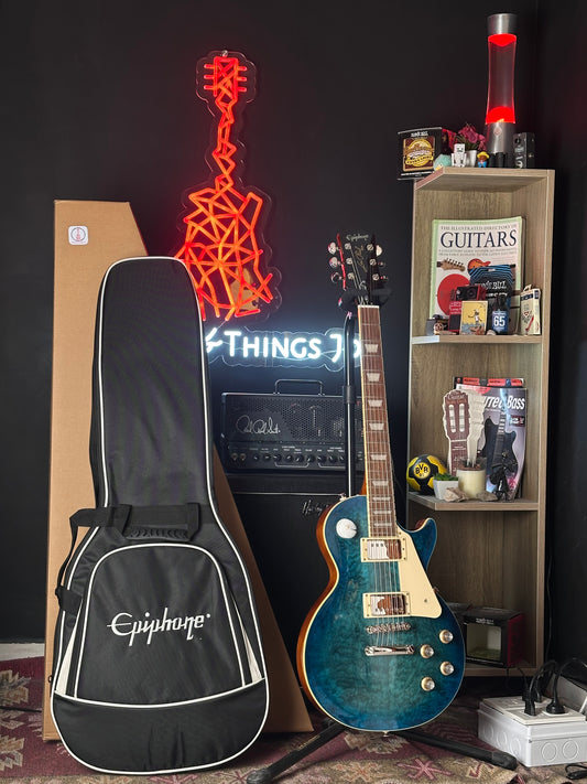 * Brand New * Epiphone Les Paul™ Standard Translucent Blue ‘60s Quilt Top Limited-Edition Electric Guitar