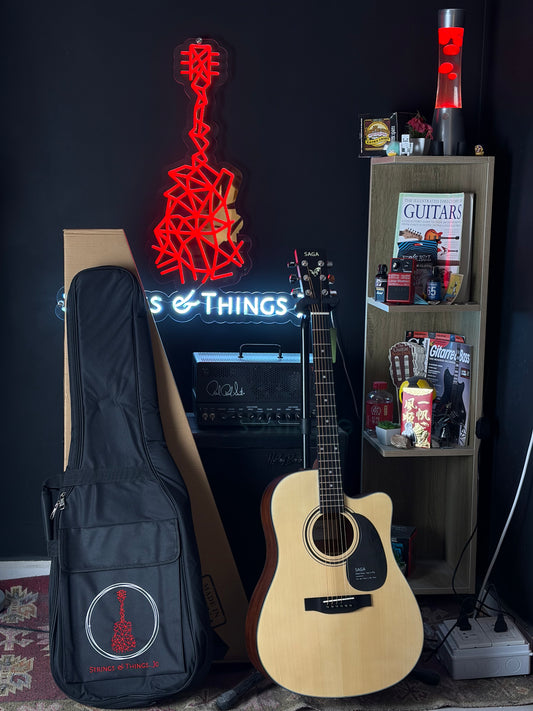 * Brand New * Saga SF600C Acoustic Guitar with cutaway + STG Bag