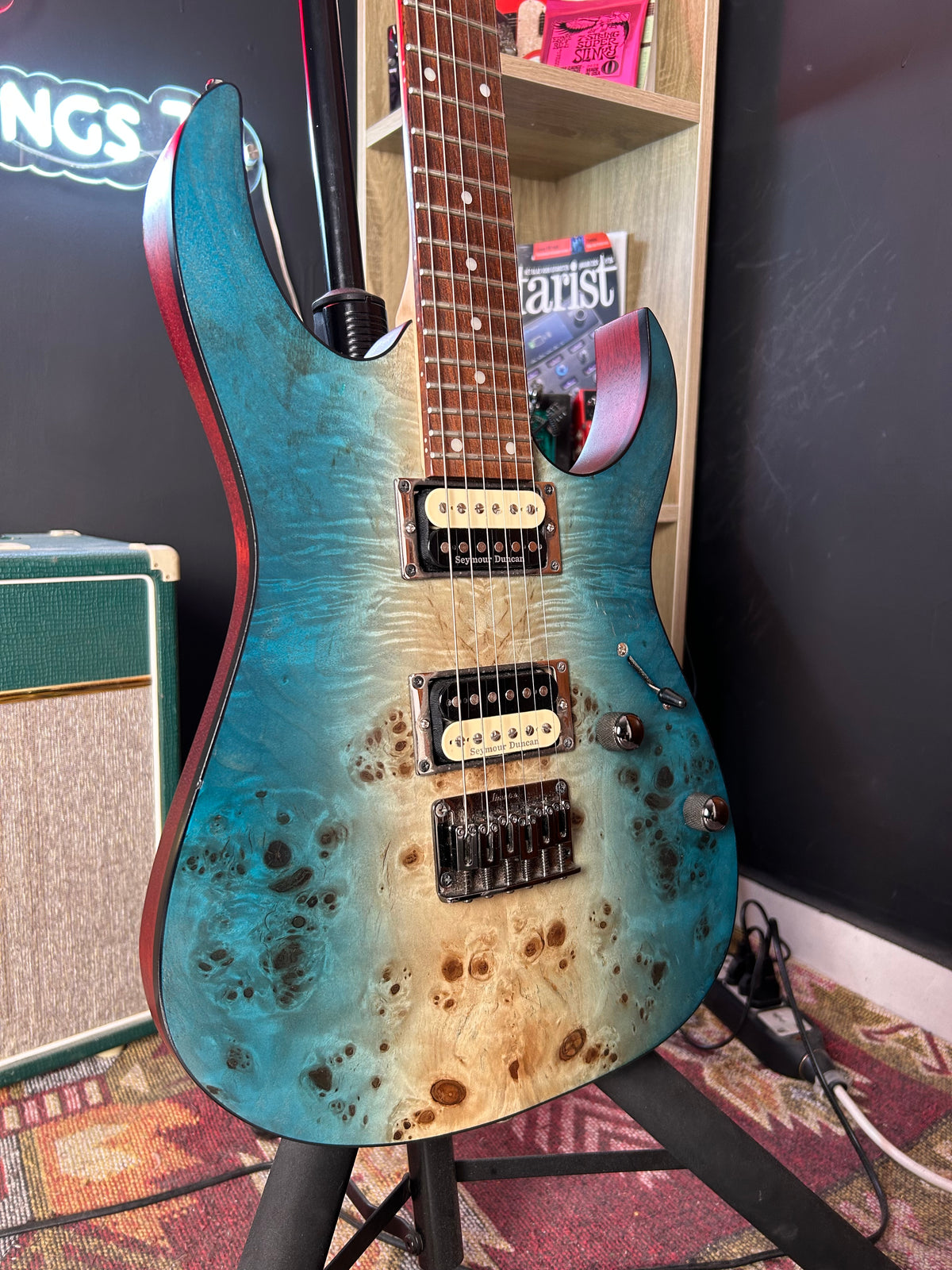 Ibanez Standard RG421PB Caribbean Shoreline Flat Upgraded with Seymour Duncan Pearly Gates Ibanez Standard RG421PB Caribbean Shoreline Flat Upgraded with Seymour Duncan Pearly Gates