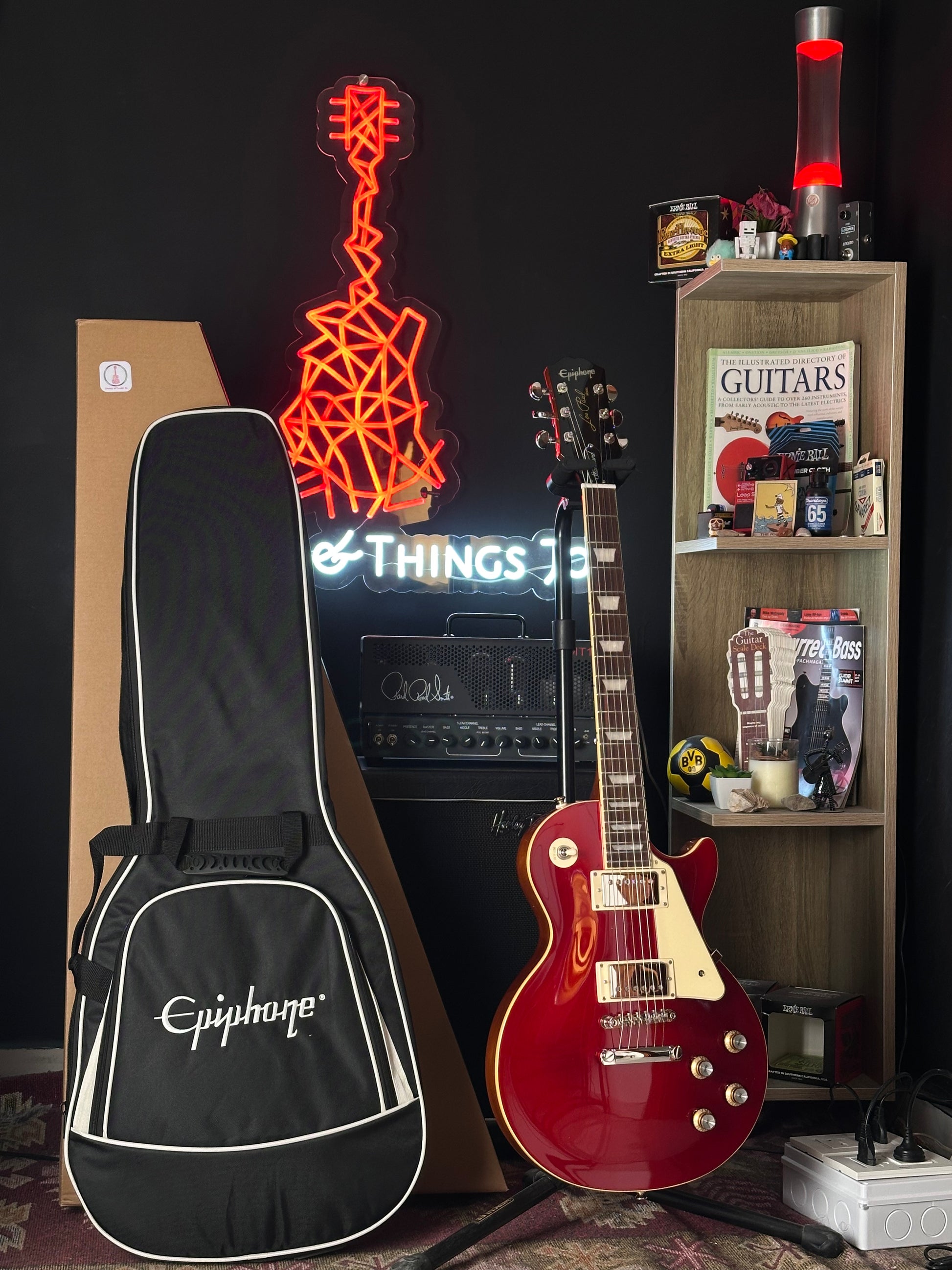 * Brand New * Epiphone Les Paul™ Standard Translucent Blue ‘60s Candy Red Metallic Electric Guitar