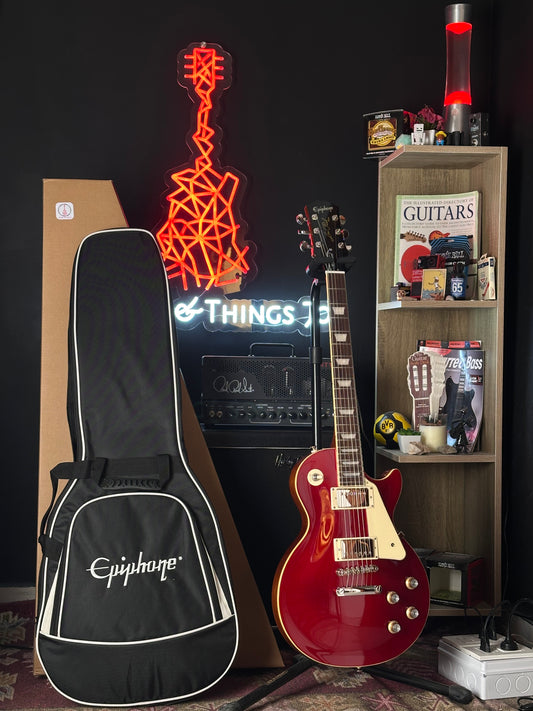 * Brand New * Epiphone Les Paul™ Standard Translucent Blue ‘60s Candy Red Metallic Electric Guitar