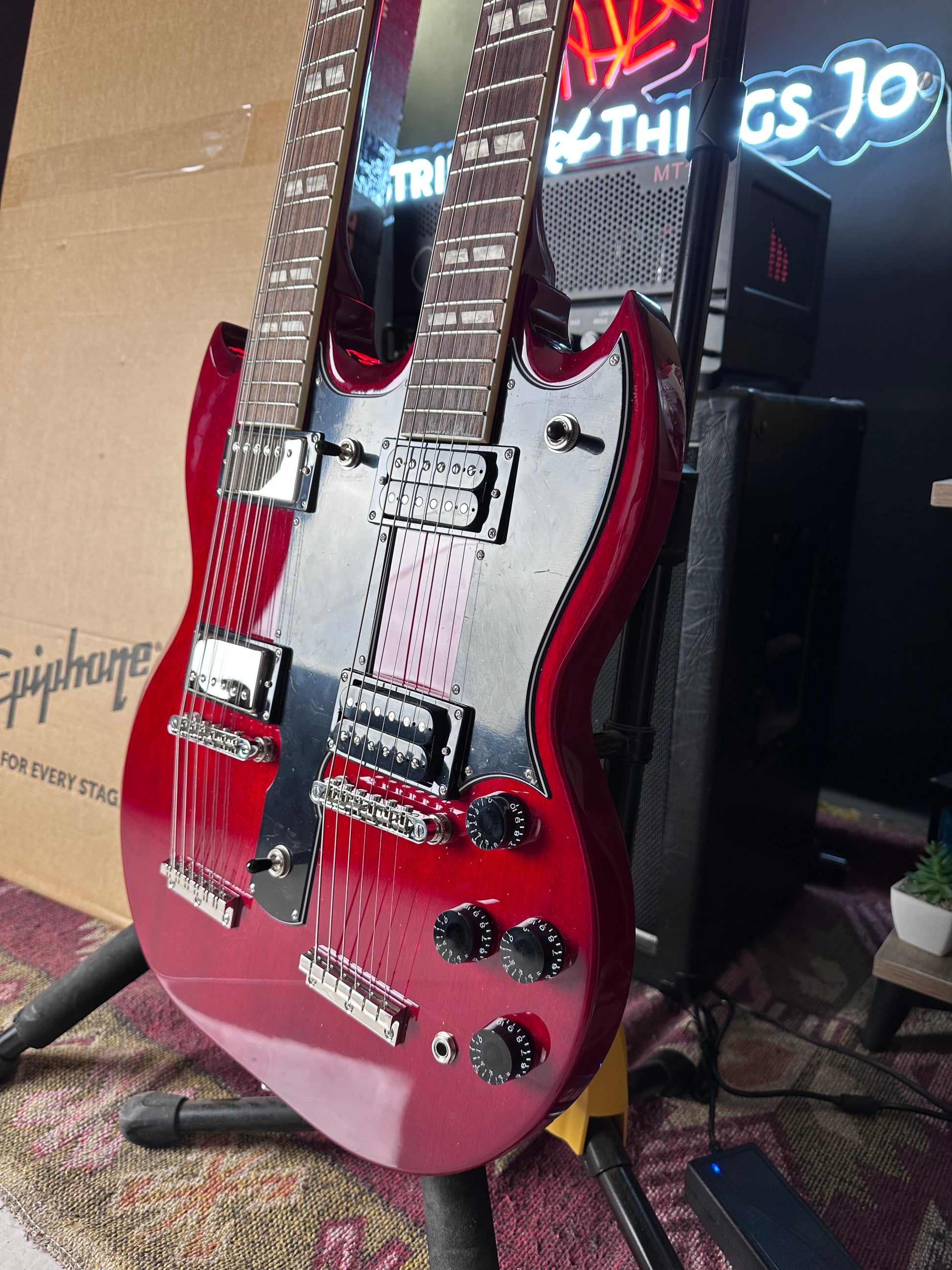 * Brand New * Epiphone Limited Edition G-1275 Double Neck SG Cherry * Brand New * Epiphone Limited Edition G-1275 Double Neck SG Cherry