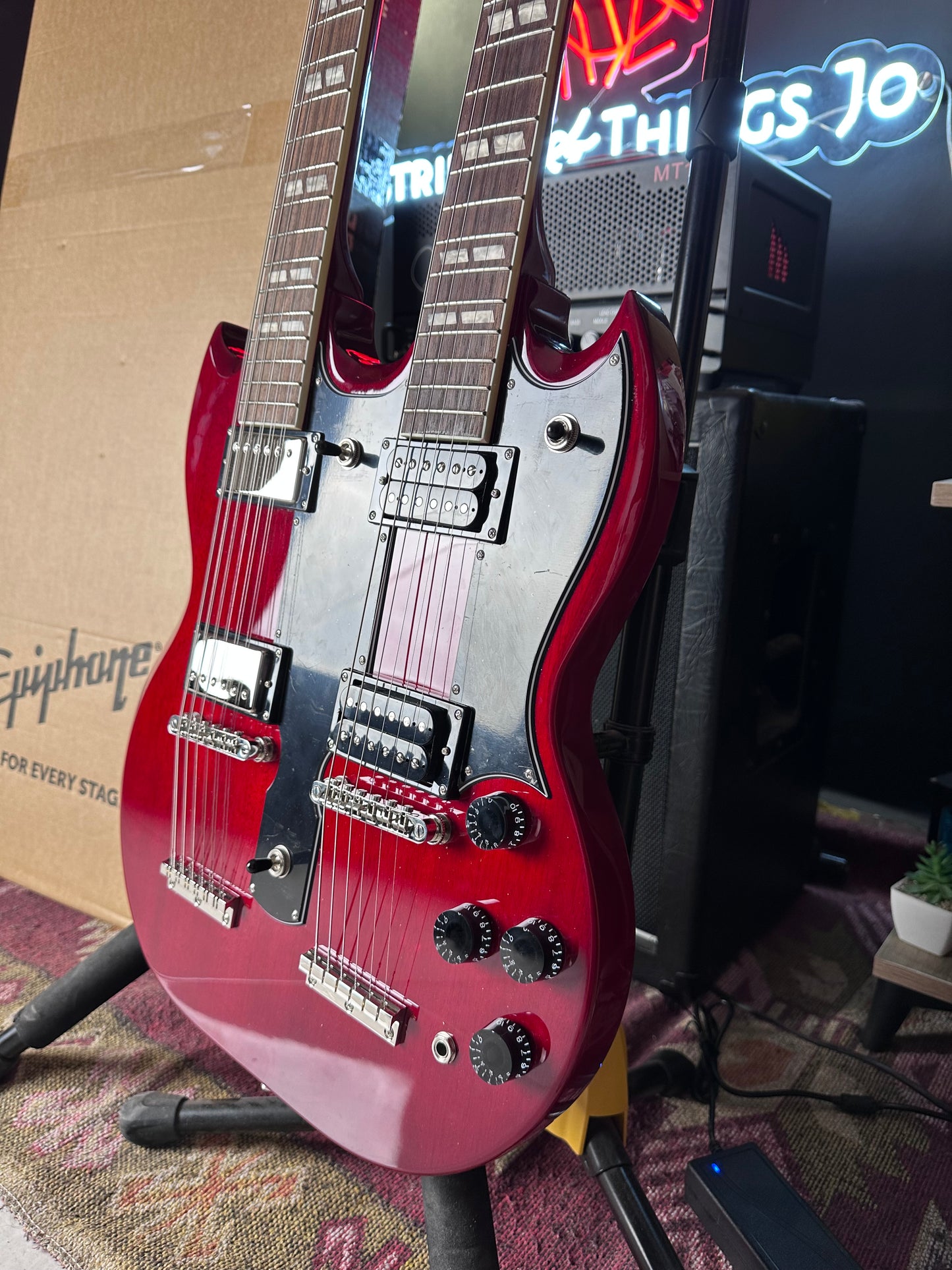 * Brand New * Epiphone Limited Edition G-1275 Double Neck SG Cherry