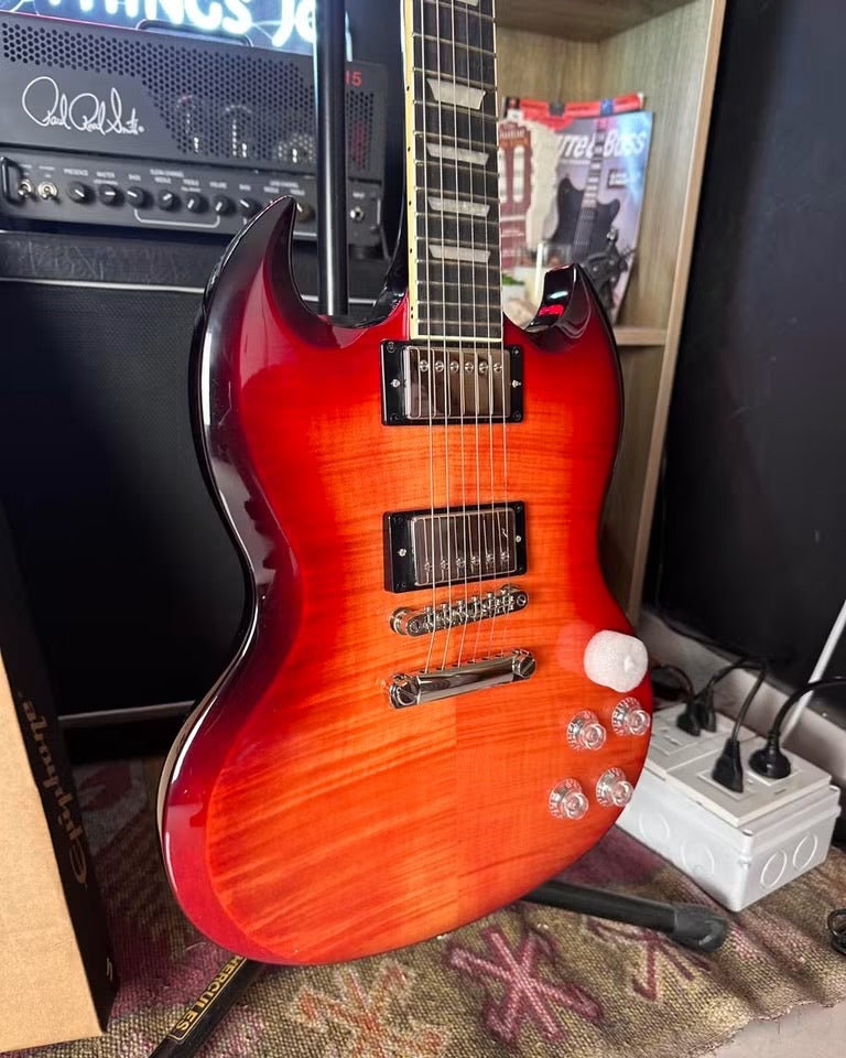 * Brand New * Epiphone SG™ Modern Figured Trans Red Burst Electric Guitar