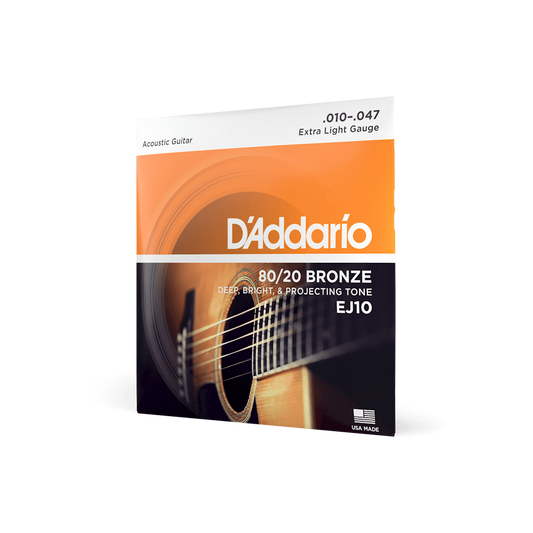 D'addario Extra Light Acoustic Guitar Strings EJ10 ( 10 - 47)