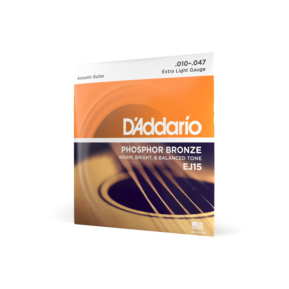 D'addario  Phosphorus Bronze Extra Light Acoustic Guitar Strings EJ15 (10-47)