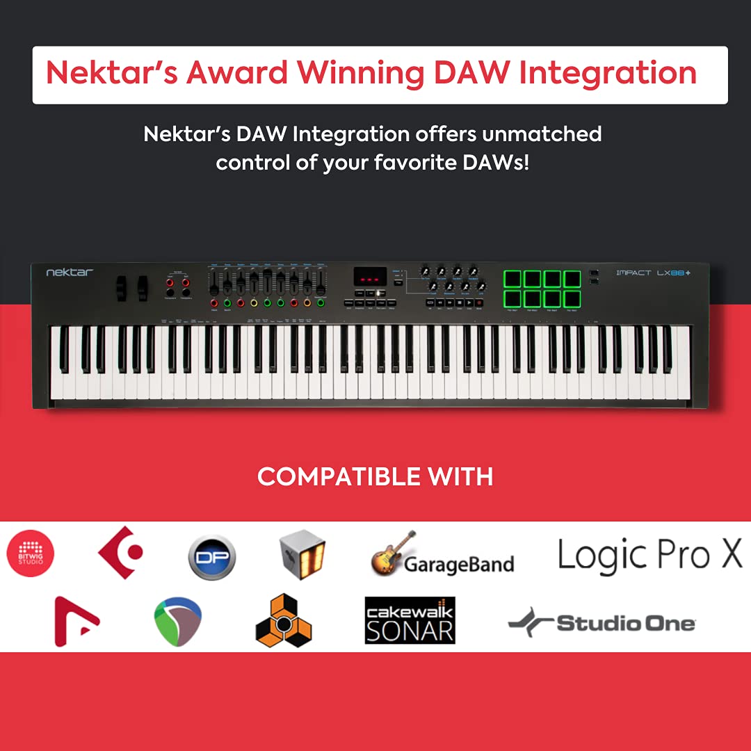 * Brand New * Nektar Impact LX88 + USB MIDI Keyboard Controller with Nectar DAW Integration * Brand New * Nektar Impact LX88 + USB MIDI Keyboard Controller with Nectar DAW Integration